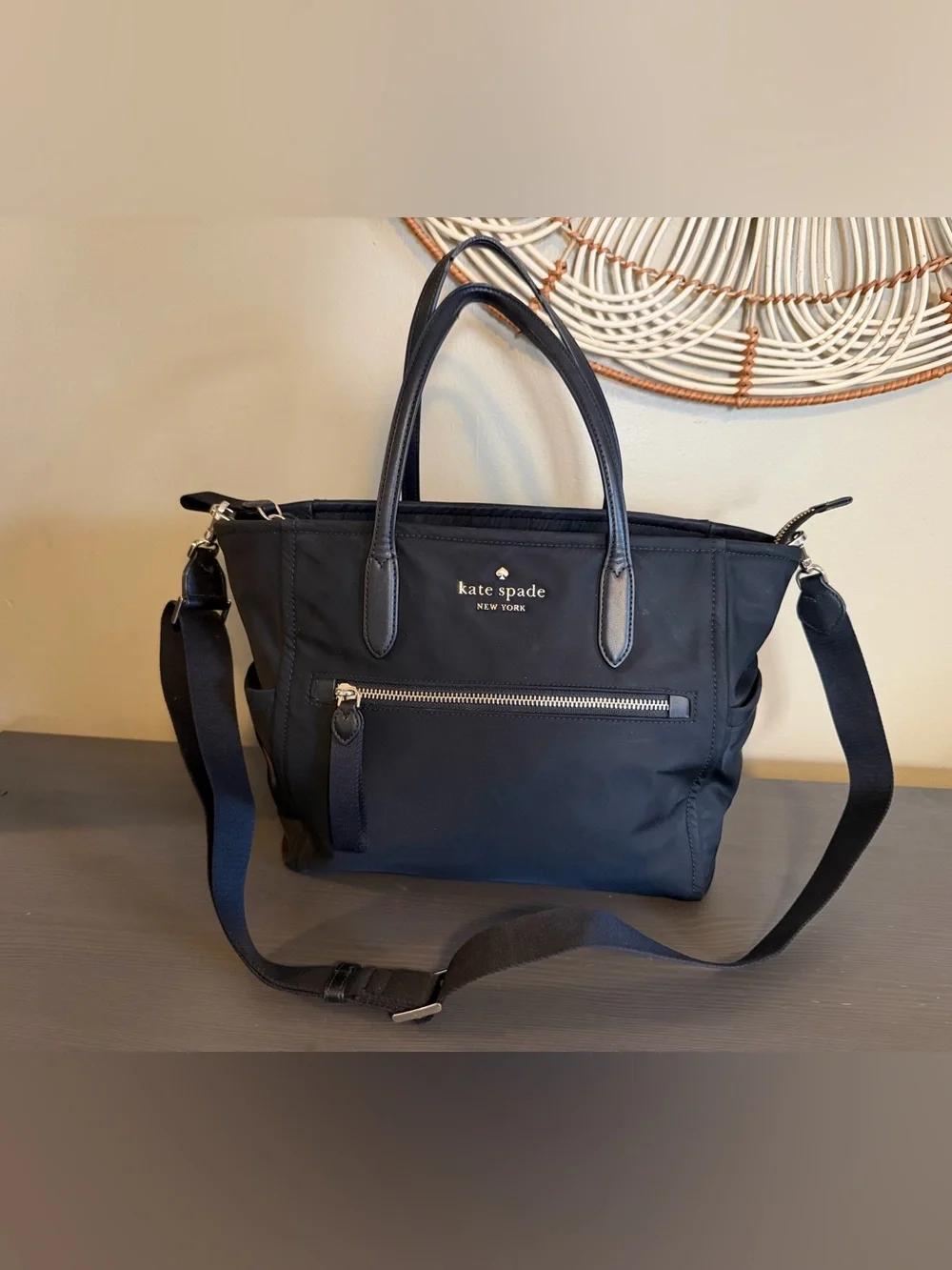 kate spade Black Nylon Chelsea Satchel with Gold Hardware
